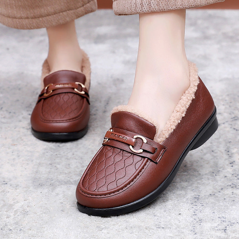 Women's Winter Fleece-lined Warm Fashion Outdoor Slip-on Women's Shoes