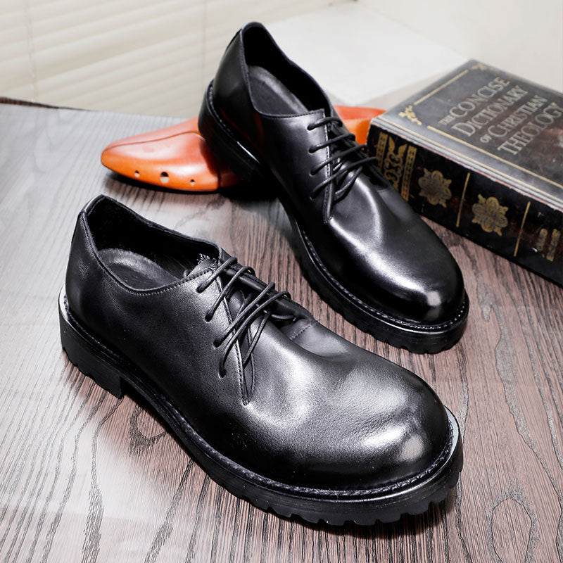 Men's Washed Outsole Derby Fashion Business Big Head Leather Shoes