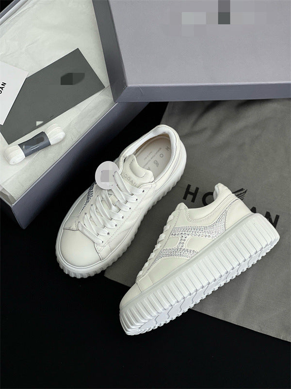 Women's Lace Color Block Lightweight Exercise Thick Sole Sneakers