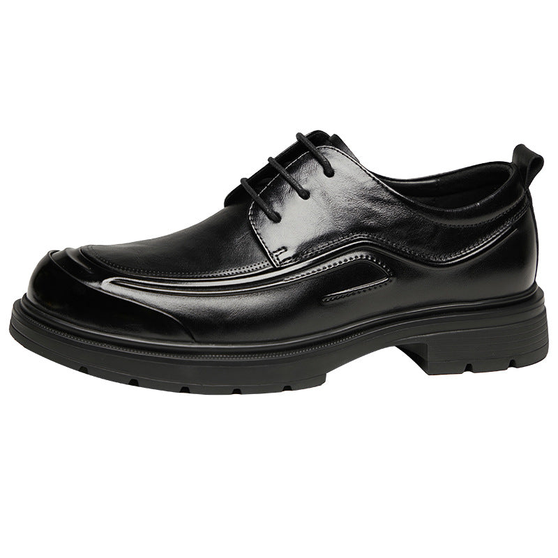 Men's Cowhide Fashion Comfortable Round Toe Derby Men's Business Leather Shoes