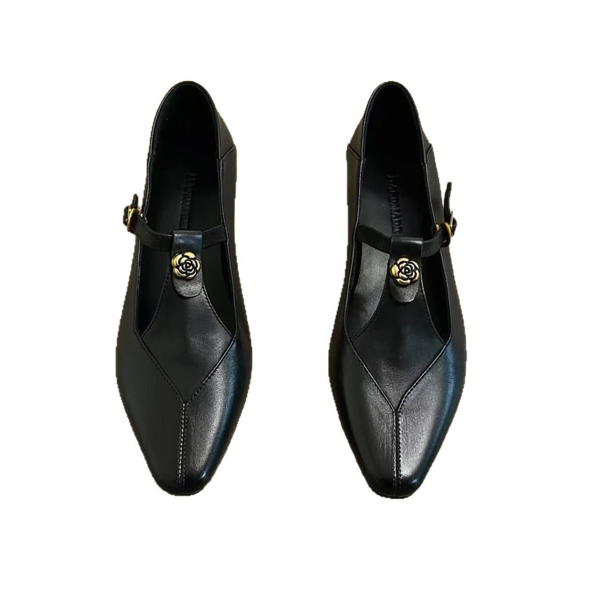 Women's French Buckle Mary Jane Shallow Mouth Retro Camellia Commuter Chunky Heels