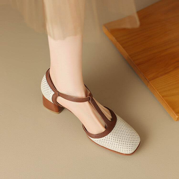 Women's Closed Toe French Style Retro Color High Heeled Sandals