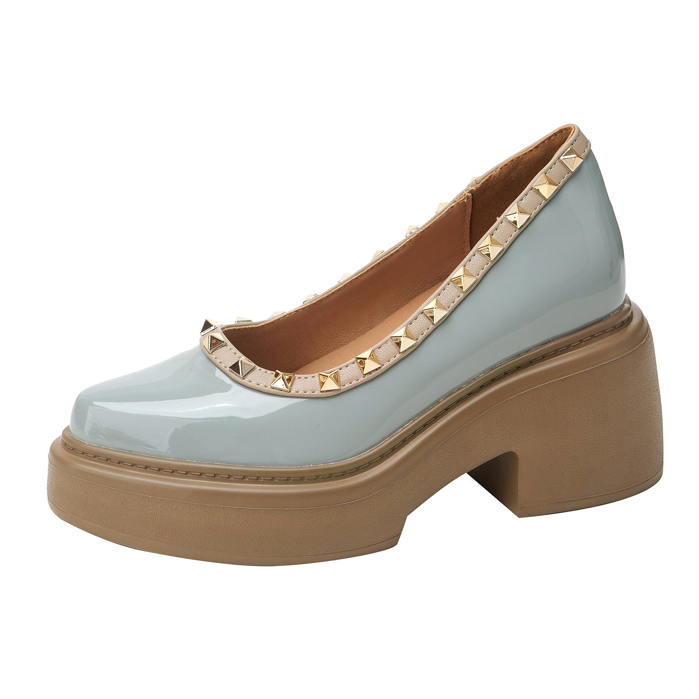 Women's Sheepskin Version Height Increasing Insole Platform Rivet Slip-on Temperament Shallow Women's Fashion Shoes