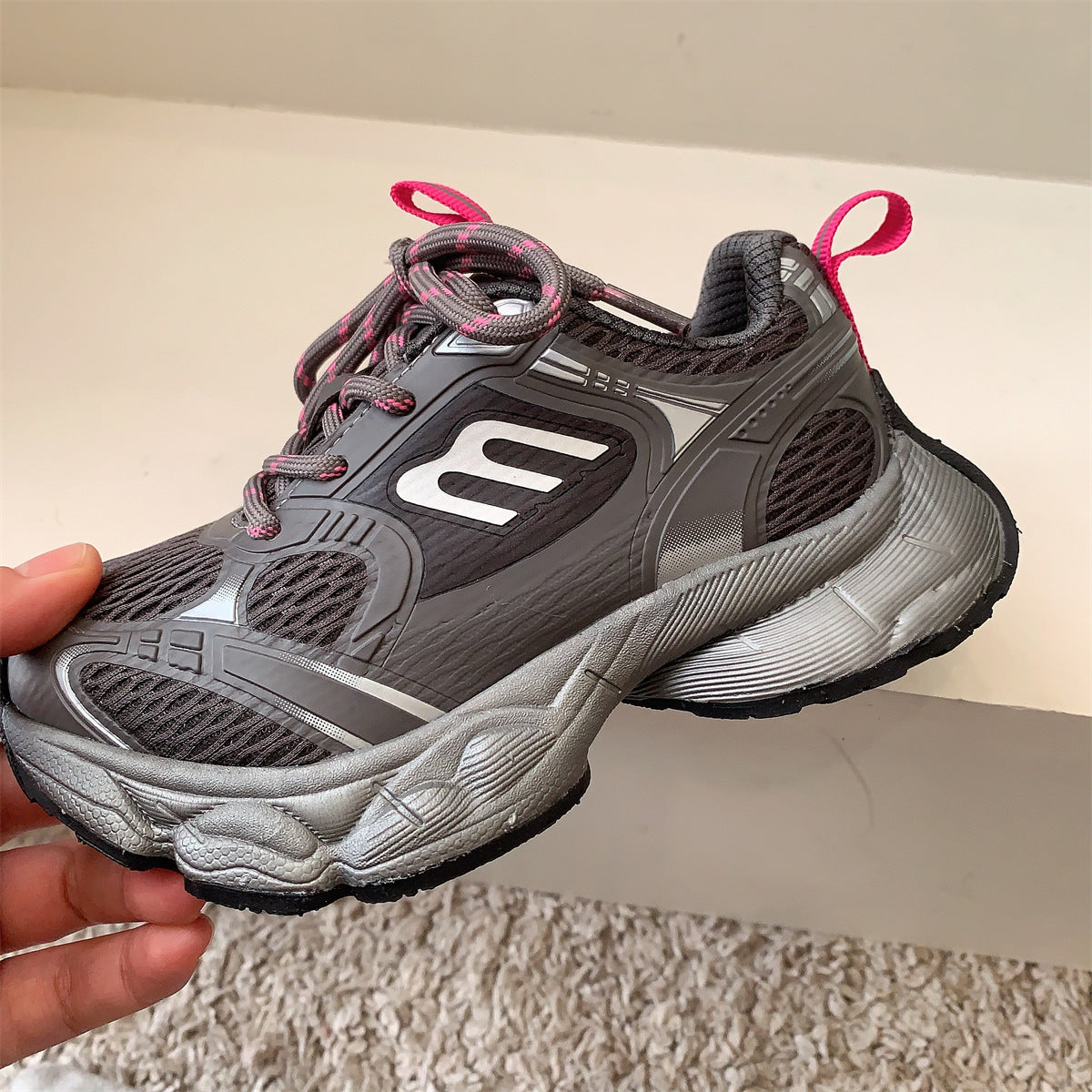 Children's Retro Metallic Spring Daddy Mesh Breathable Boys For Catwalk Soft Children's Sports Shoes