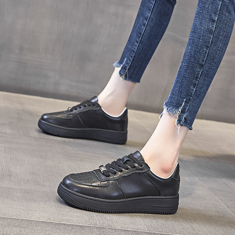 Women's Cowhide Easy Wear Air Force Thick Sole Pure Genuine Board Women's Casual Shoes