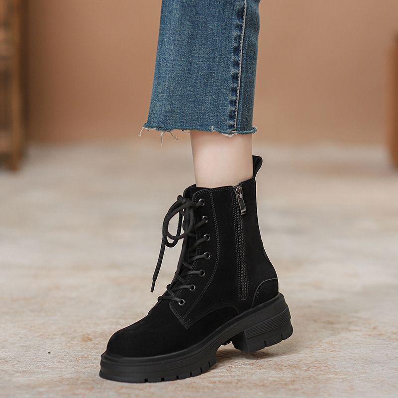 Versatile Abrasive British Fan Platform Ankle Vintage Martin Female Height Women's Leather Boots