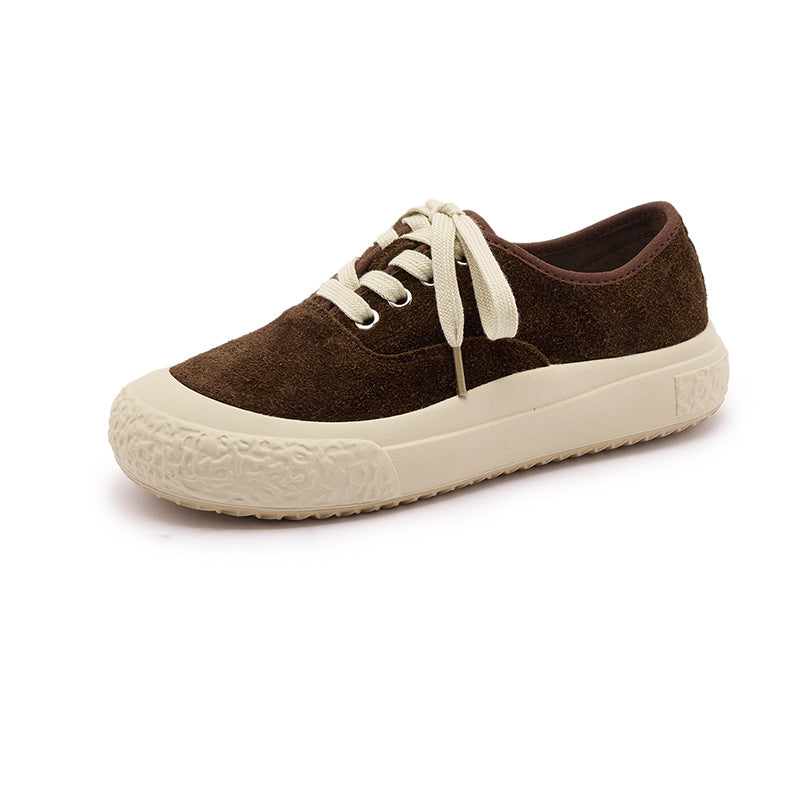Women's Rubber Sole Retro Solid Color British Style Women's Casual Shoes