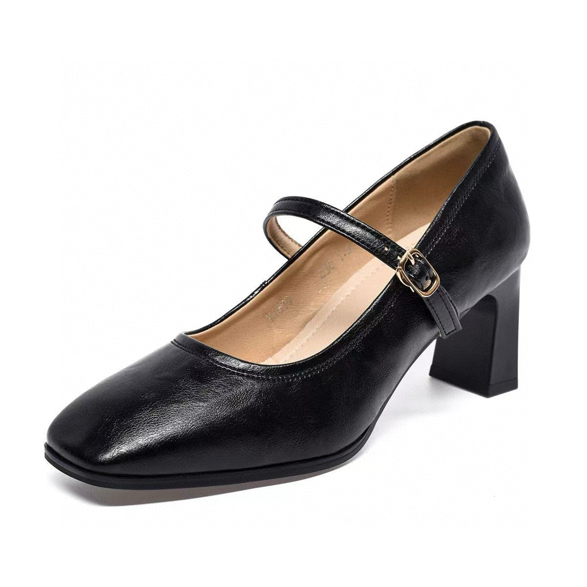 Women's Square Toe Mary Jane Buckle Shallow Mouth Chunky Women's Fashion Shoes