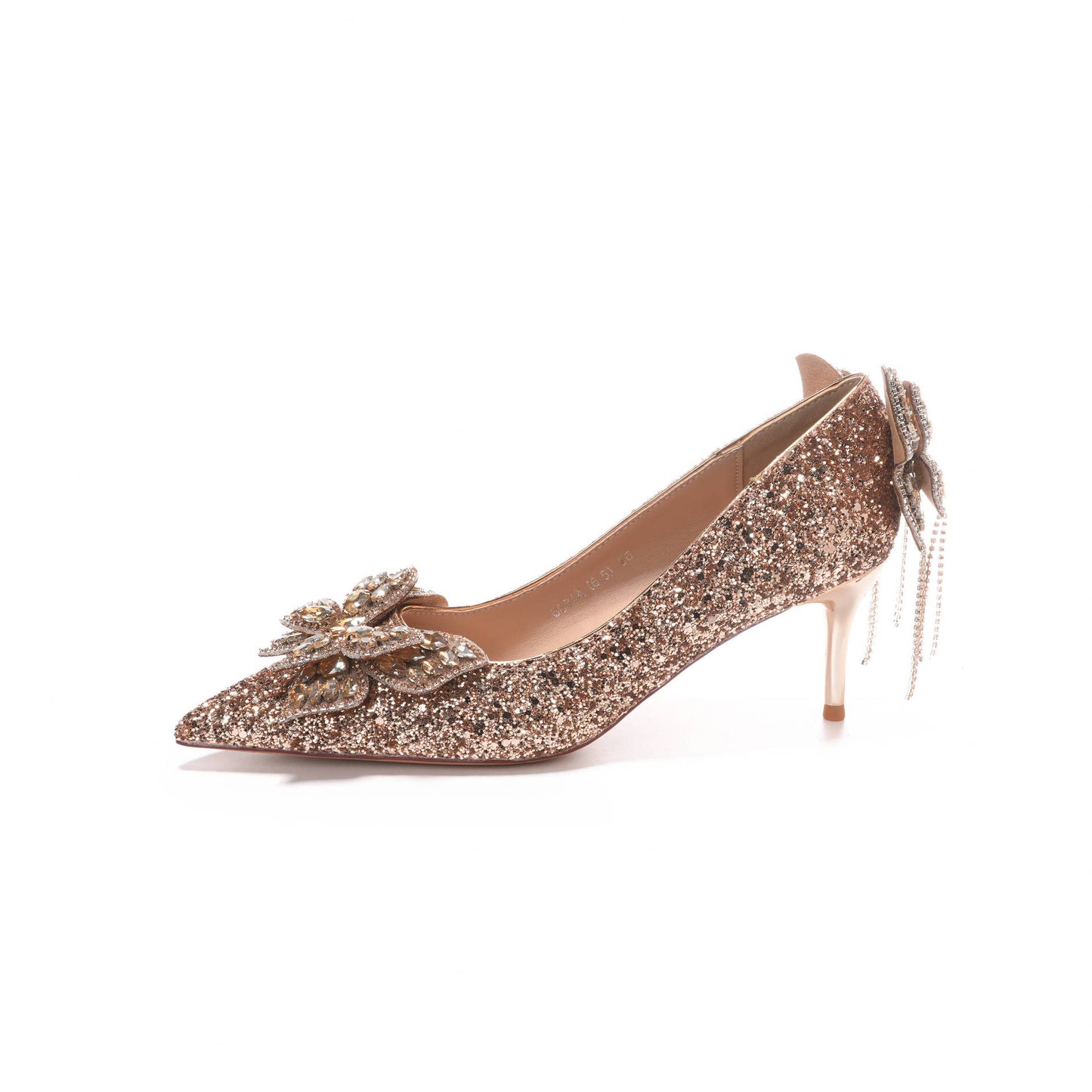 Women's Bow Rhinestone Tassel Sequins Wedding Party Luxury High Women's Fashion Shoes