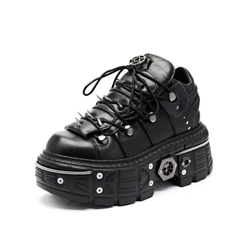 Women's Metal Platform Low Top Punk Goth Riveting Machine Sneakers