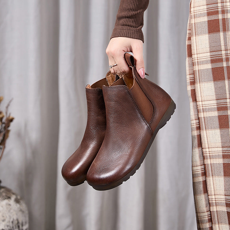 Women's Chelsea Genuine Lazy Slip On Customizable Women's Leather Boots