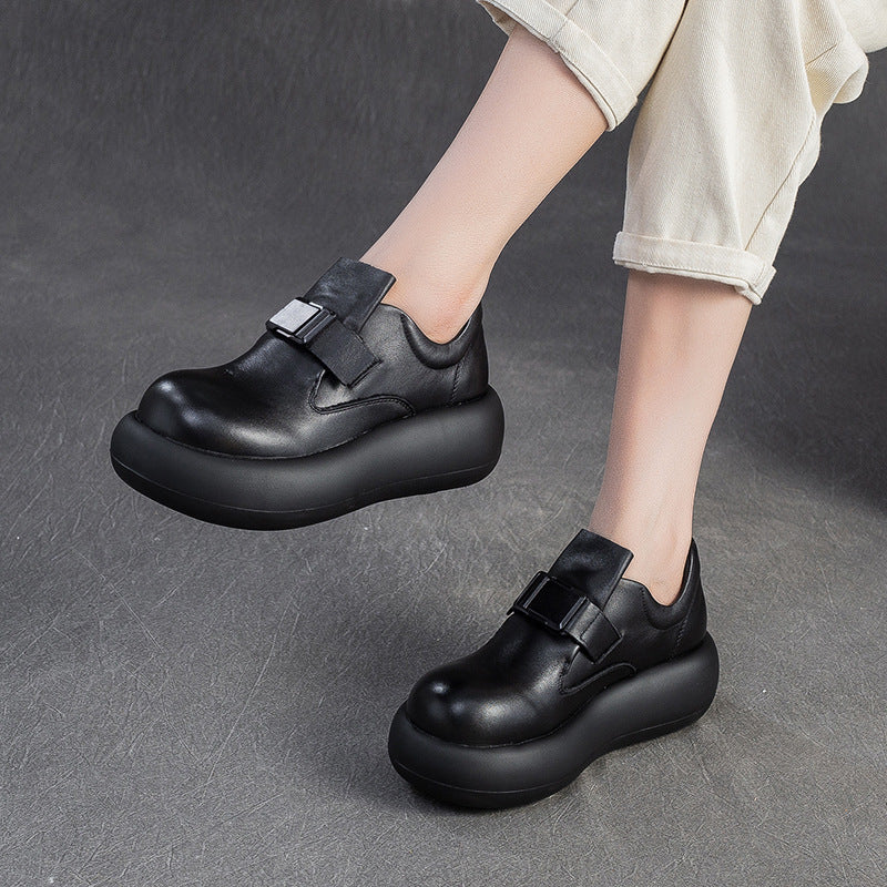 Women's Platform First Layer Cowhide Pumps Fashion Comfortable Women's Casual Shoes