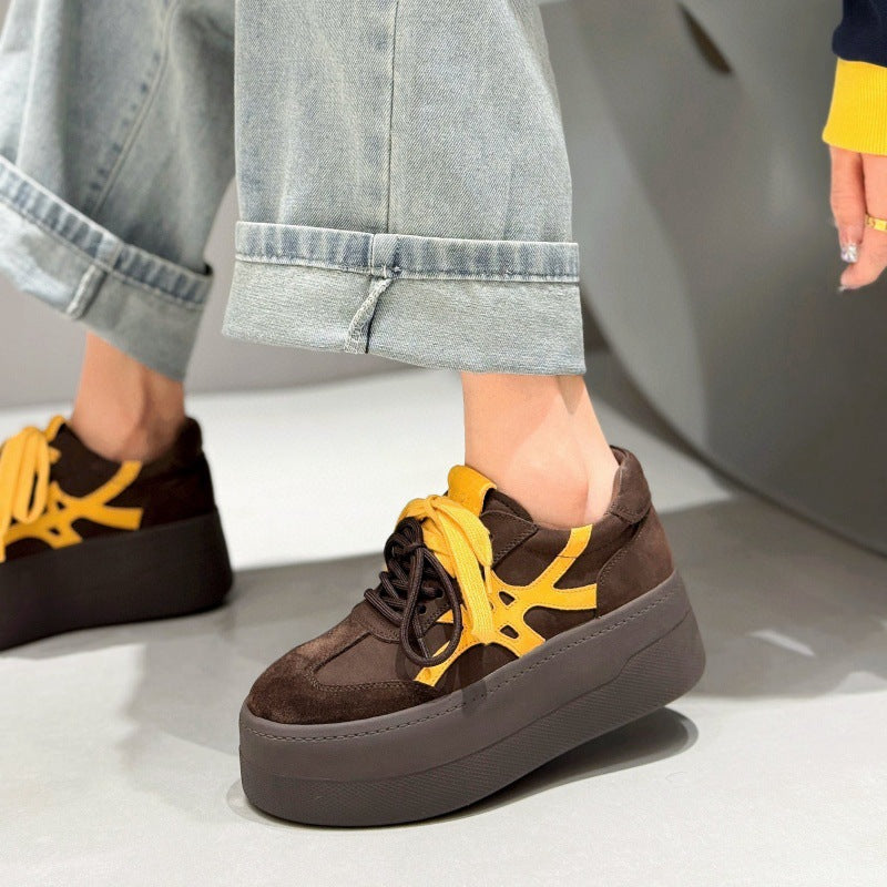 Women's Thick-soled Style Spring Color Matching Genuine Women's Casual Shoes
