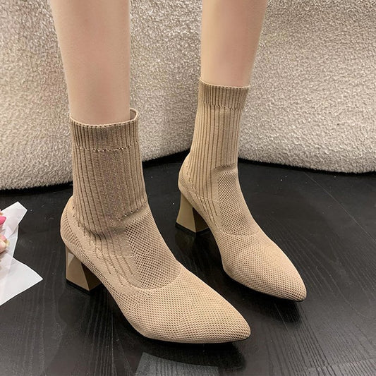 Ankle Pointed Toe Stretch Socks Fashion Boots