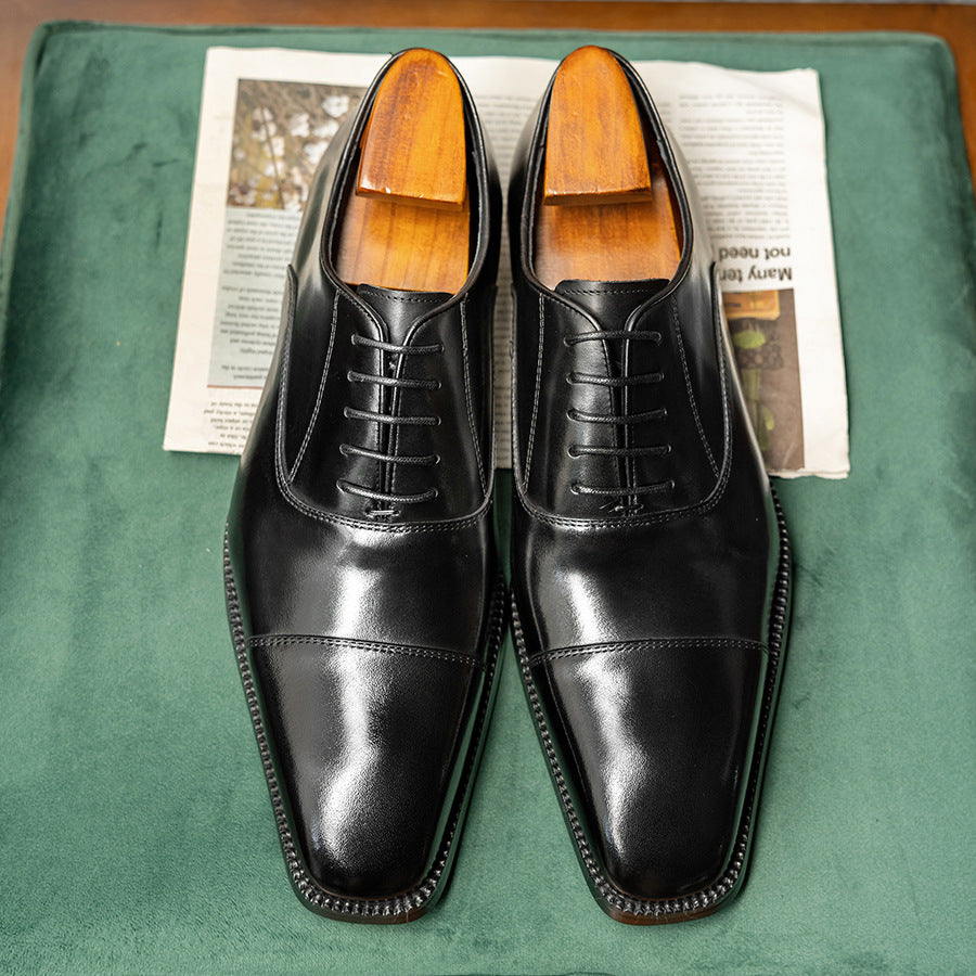 Men's Formal Wear Square Toe High-grade Cowhide Men's Business Leather Shoes