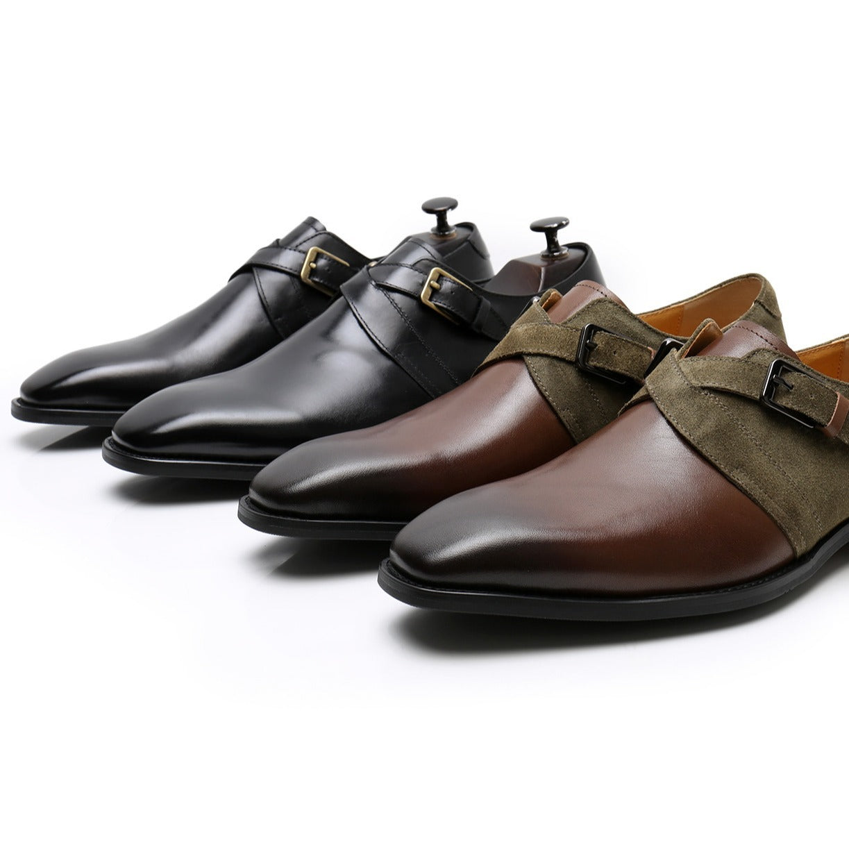 Men's Italian Genuine Business Formal Cowhide Buckle Leather Shoes