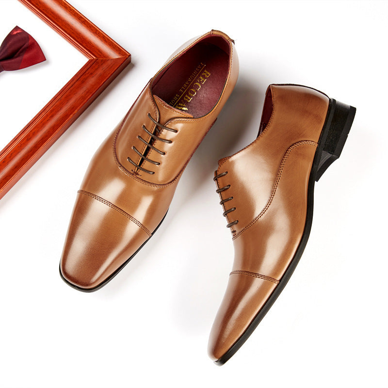 Men's Style Formal Wear Square Toe Wedding Oxford Men's Business Leather Shoes