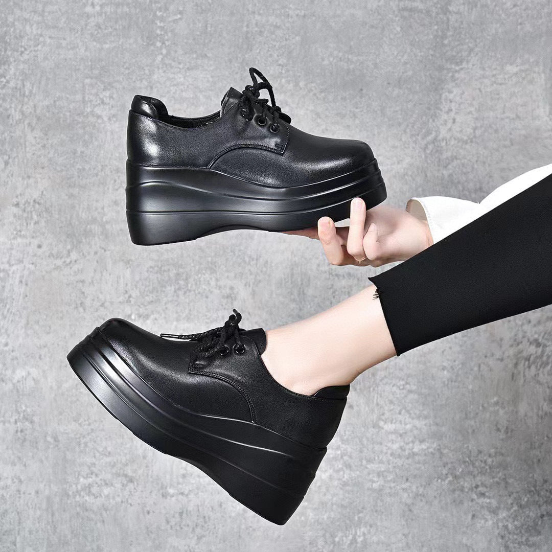 Women's Round Toe Top Layer Cowhide College Men's Shoes
