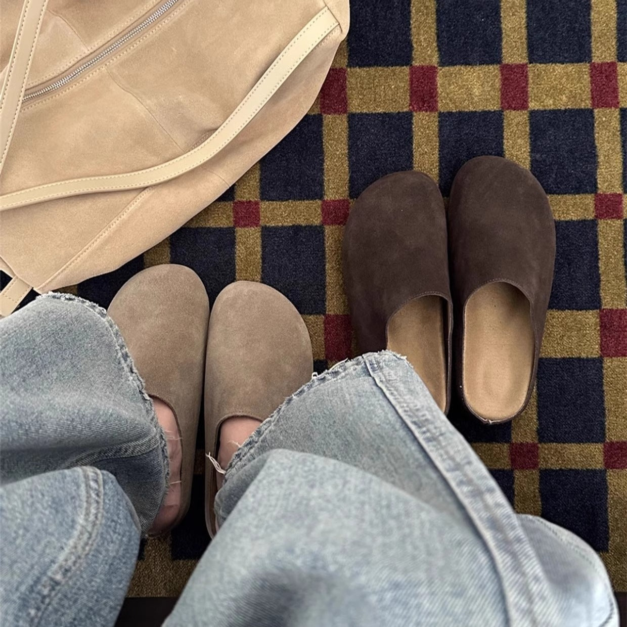 Women's & Men's Dynamic Waterproof Mulberry Slope Idle Style Full Cowhide Outerwear For Slippers