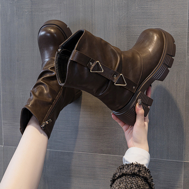 Women's Height Increasing Small Pile Style Fleece-lined Keep Boots