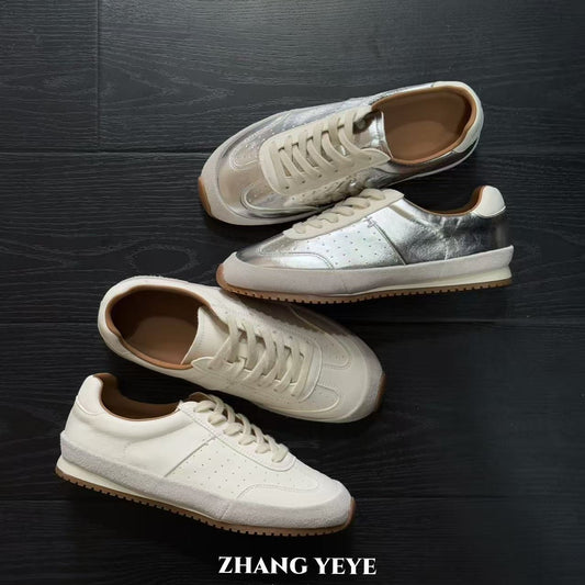 Women's Tendon Bottom Flat White Spring Soft Surface Top Layer Cowhide Women's Casual Shoes