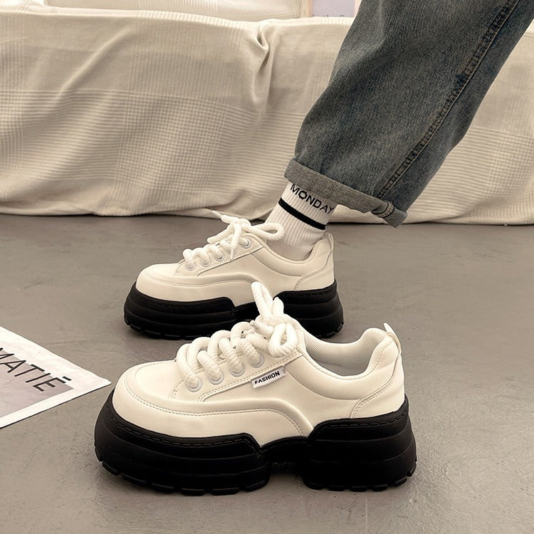 Women's Platform White Niche Height Increasing Casual Shoes