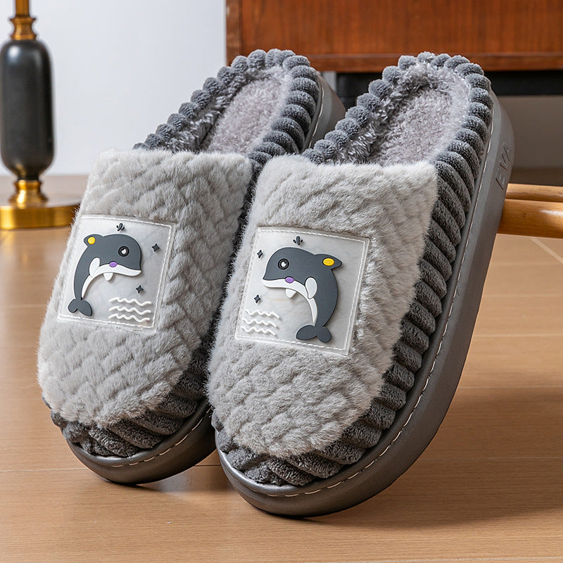 Men's Cotton Winter Plus Size Warm Indoor Home Woolen Sandals