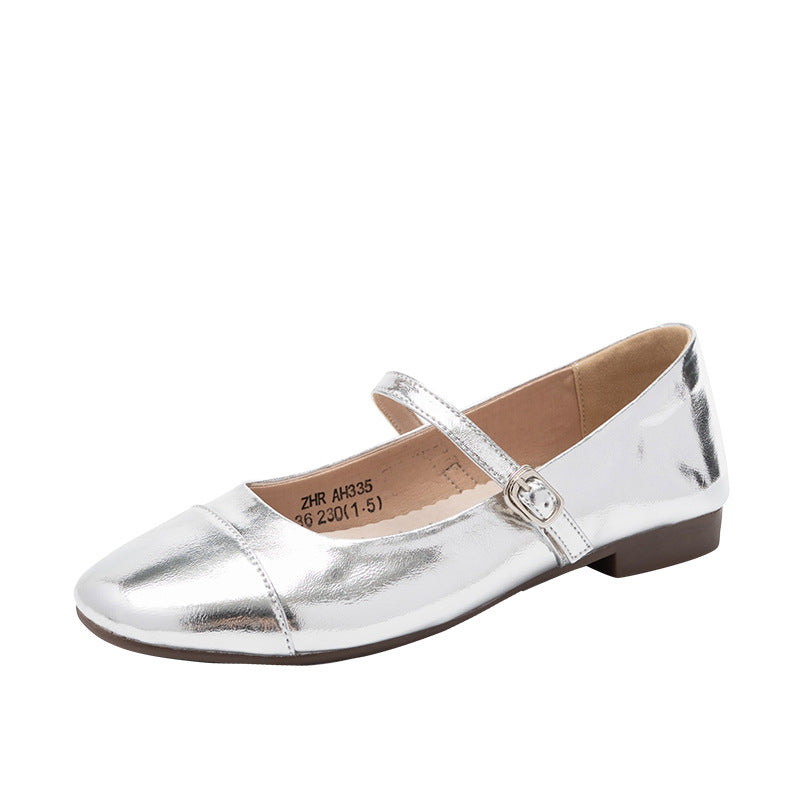 Women's Style Fashionable Mary Jane Korean Shiny Casual Shoes