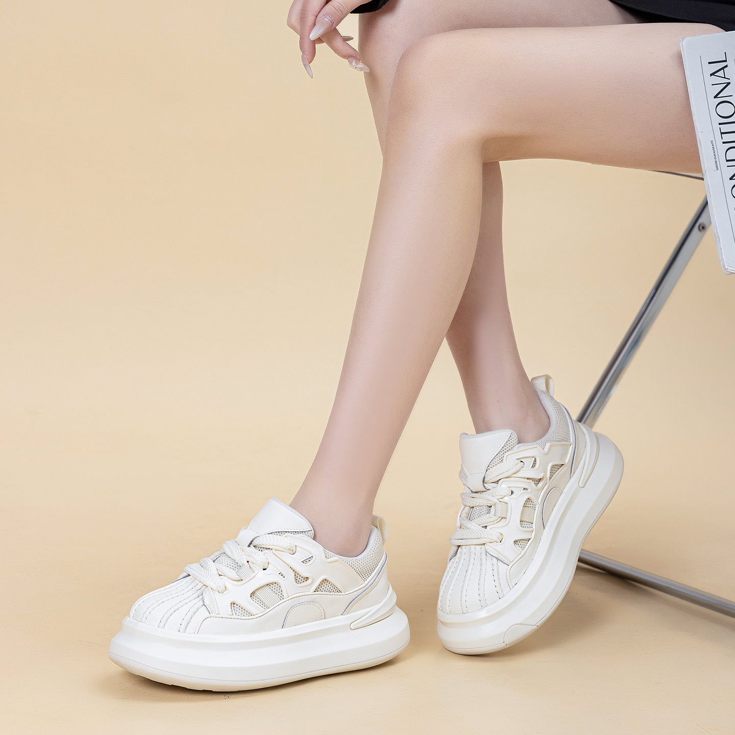 Women's Genuine Breathable Mesh Dad Platform Increased Women's Casual Shoes