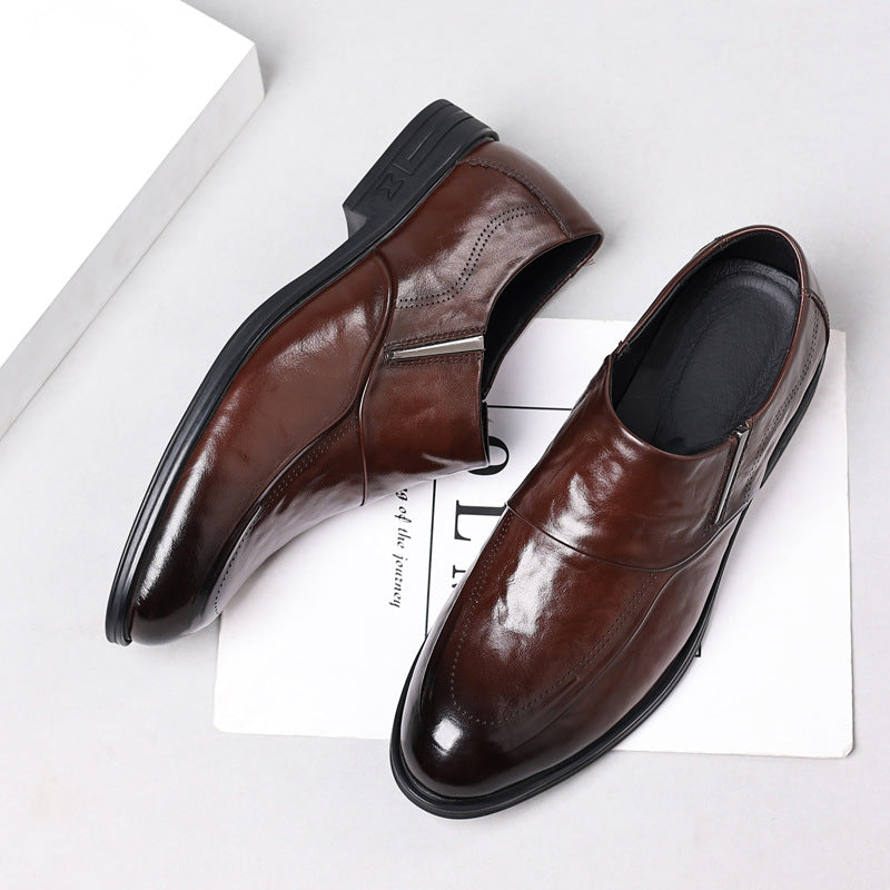 Men's Layer Cowhide Formal Business Pointed Toe Leather Shoes
