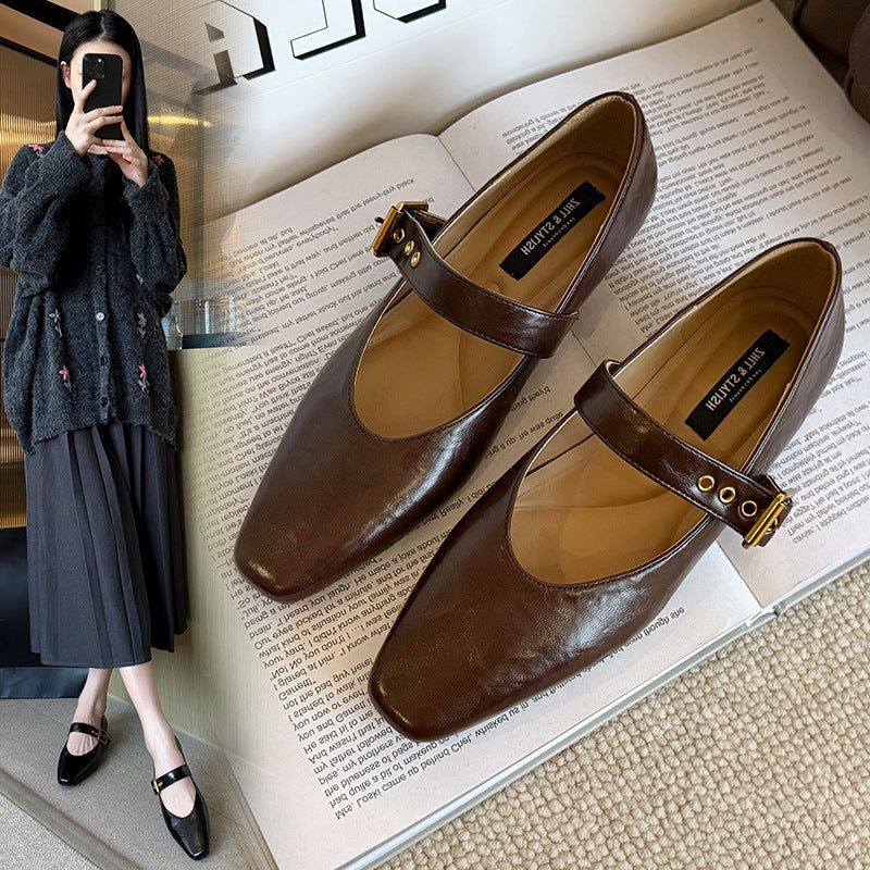 French Retro Buckle Daily Commuter Female Plus Women's Shoes