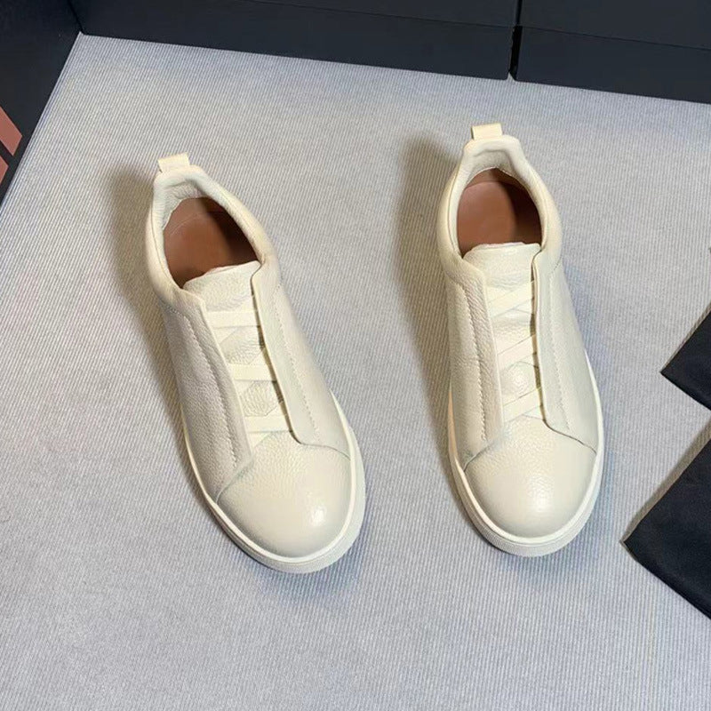 Men's Genia Top Layer Cowhide Slip-on Genuine Luxury Deerskin Men's Casual Leather Shoes