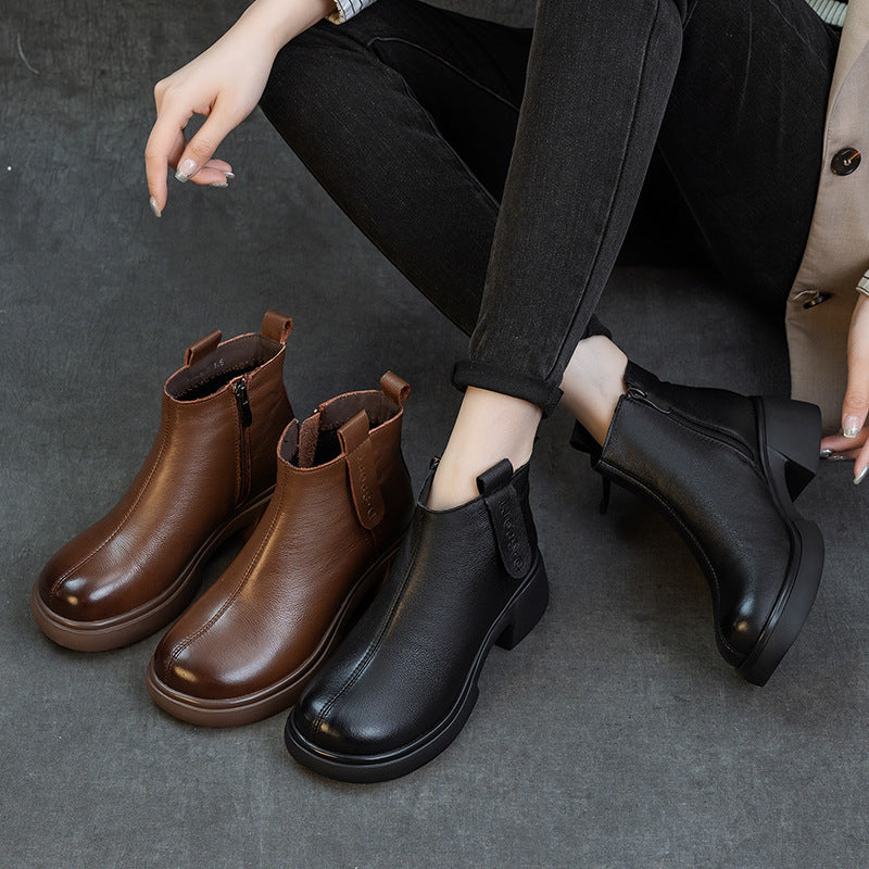 Women's First Layer Cowhide Martin Simple Lightweight Women's Leather Boots