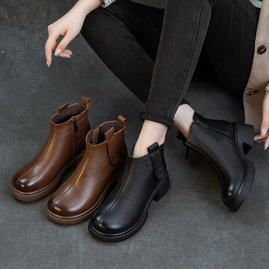 Women's First Layer Cowhide Martin Simple Lightweight Women's Leather Boots