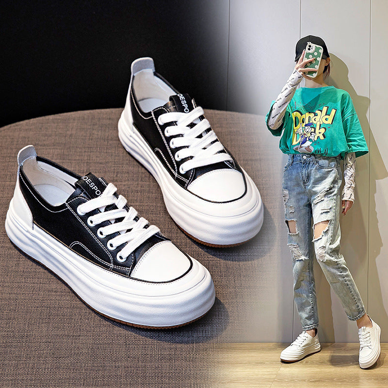 Women's Genuine Platform White Spring Closed Toe Casual Shoes