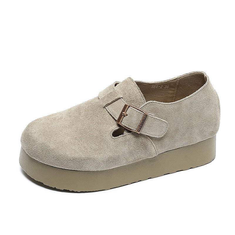 Women's Genuine Thick Bottom Platform Slip-on Small Casual Shoes