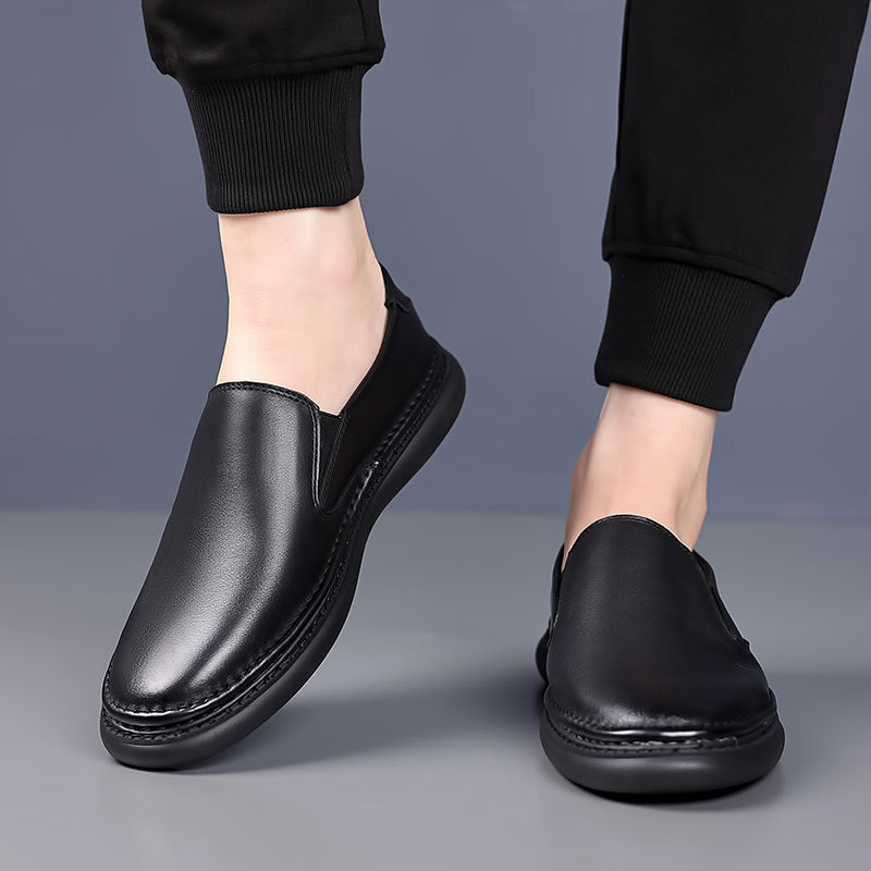 Men's Summer Slip-on Soft Bottom Cowhide Breathable Casual Shoes