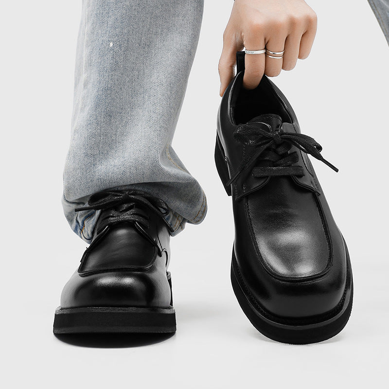 Men's Derby Big Head Retro Style Business Wear Men's Casual Leather Shoes