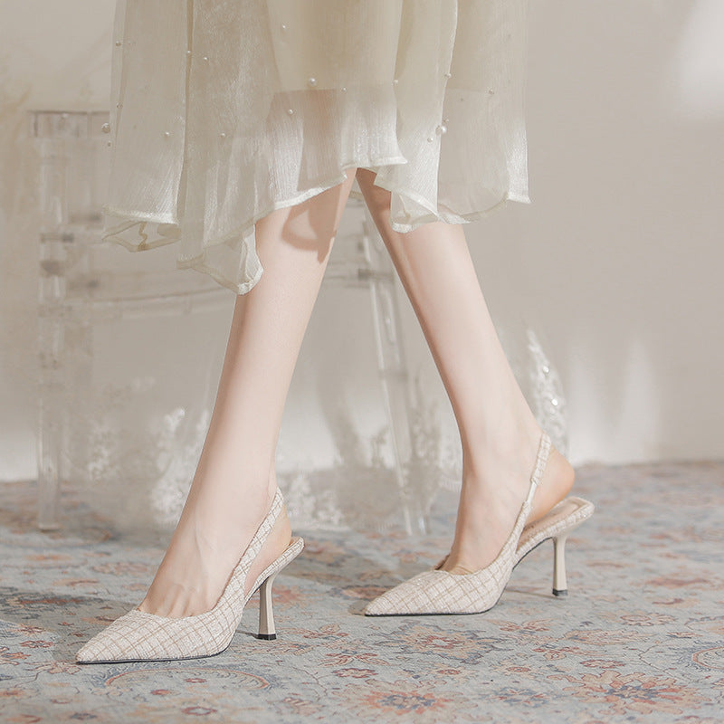 Women's Back Empty Closed Toe With Skirt High Heeled Sandals