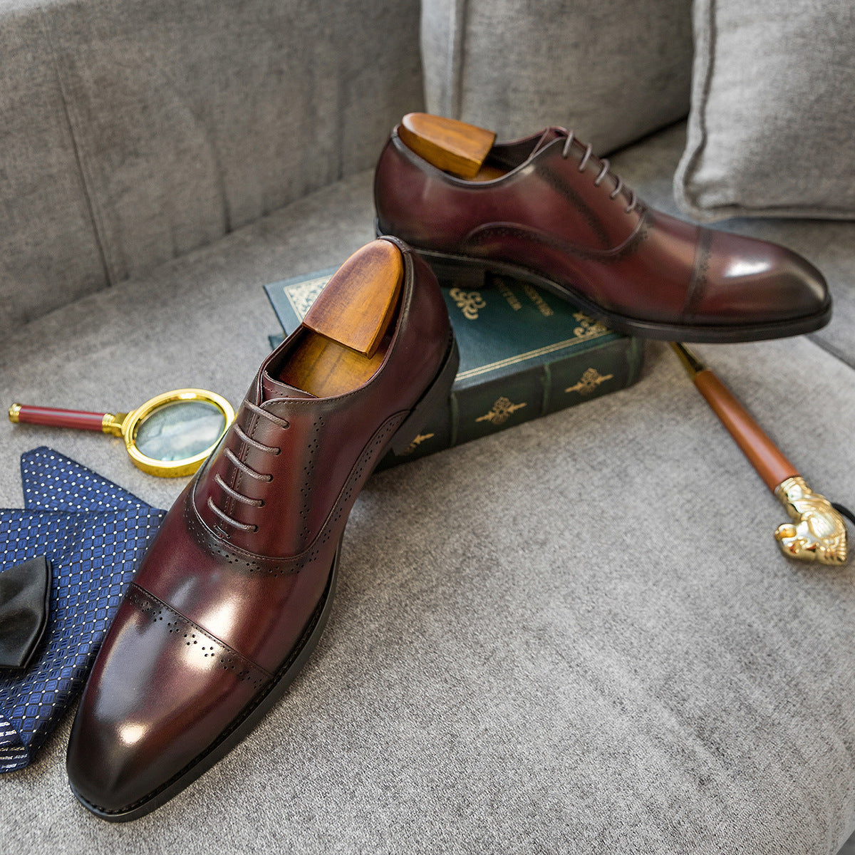 Men's Square Toe Formal Wear Top Layer Men's Business Leather Shoes