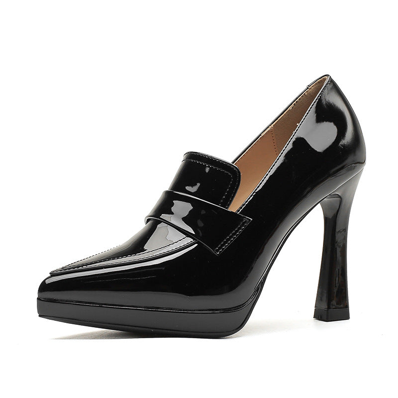 Women's Preppy Style Pointed Stiletto High Waterproof Platform Not Heels