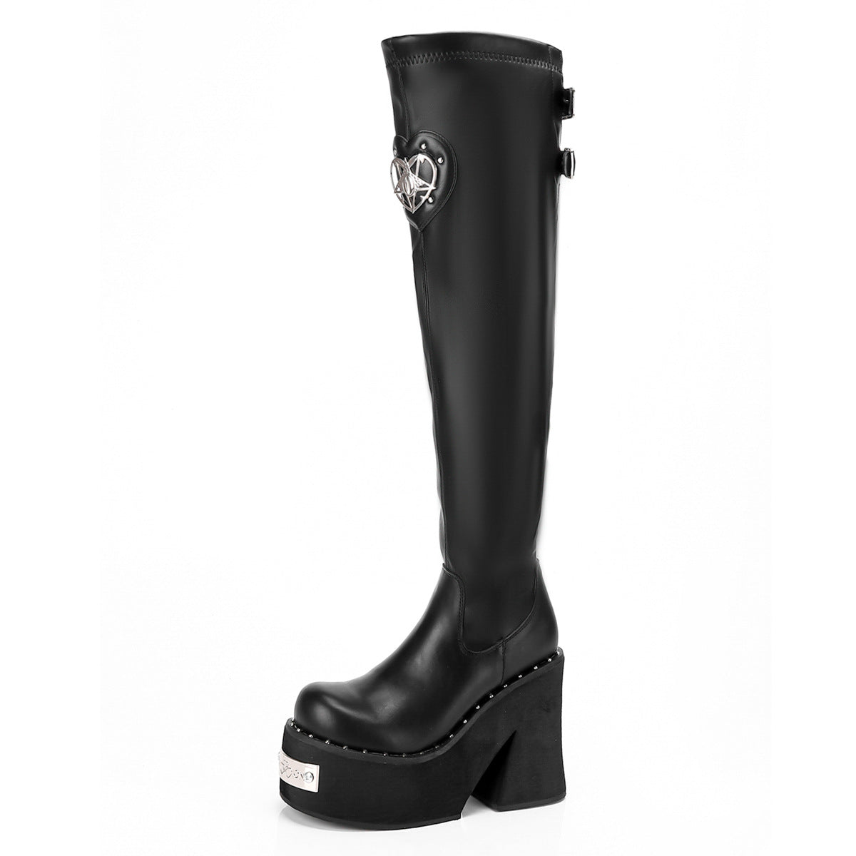 Cool Design Thick Bottom Plus Size Below The Knee Women's Leather Boots