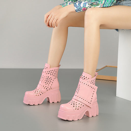 Women's Increasing Insole Summer For Breathable Hollow Martin Muffin Sandals