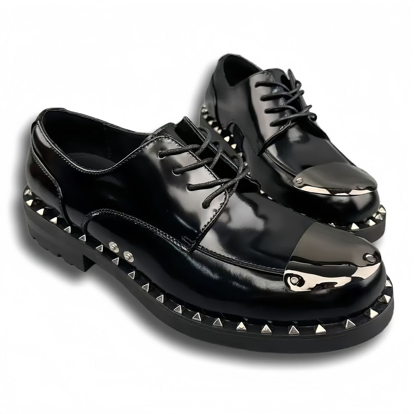 Men's Autumn Round Head Thick Bottom Metal Rivet Men's Business Leather Shoes