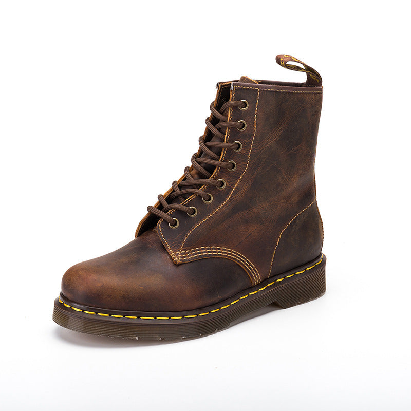 Women's & Men's Good Year Middle High Top Genuine Slit Women's Leather Boots