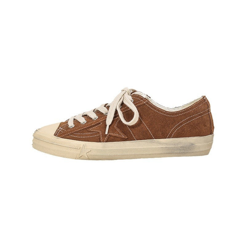 Women's Cowhide Version Sports Distressed Dirty Thick Bottom White Women's Casual Shoes