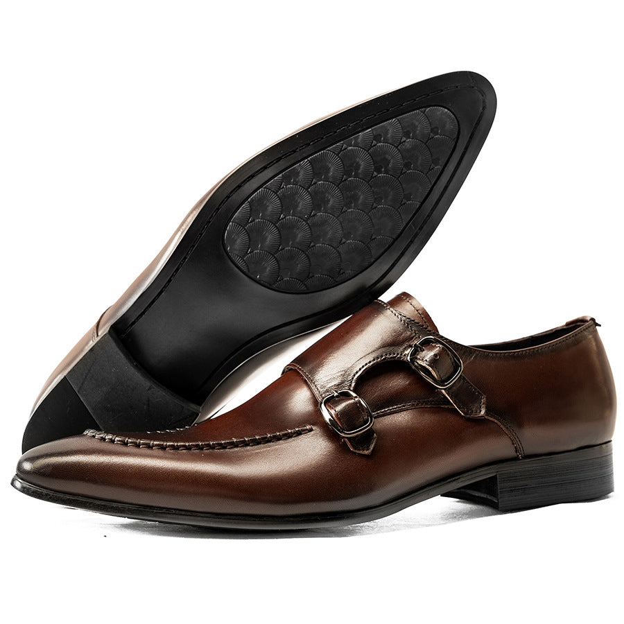 Men's Pointed Toe Side Buckle Trendy British Casual Shoes