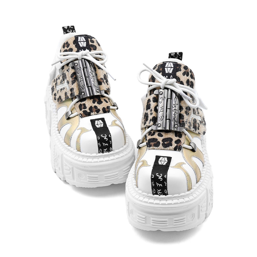 Women's & Men's Dark Punk Rock Platform Metal Locomotive Tank Boots