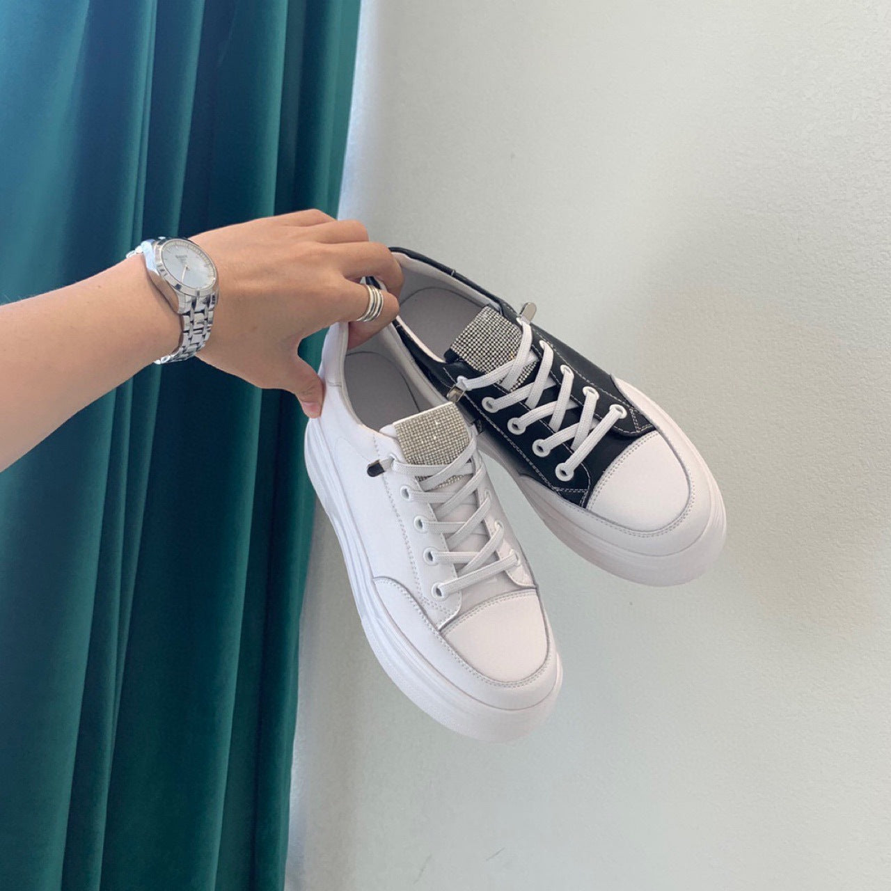 Genuine Platform Wedge White Slip-on Comfortable Casual Shoes