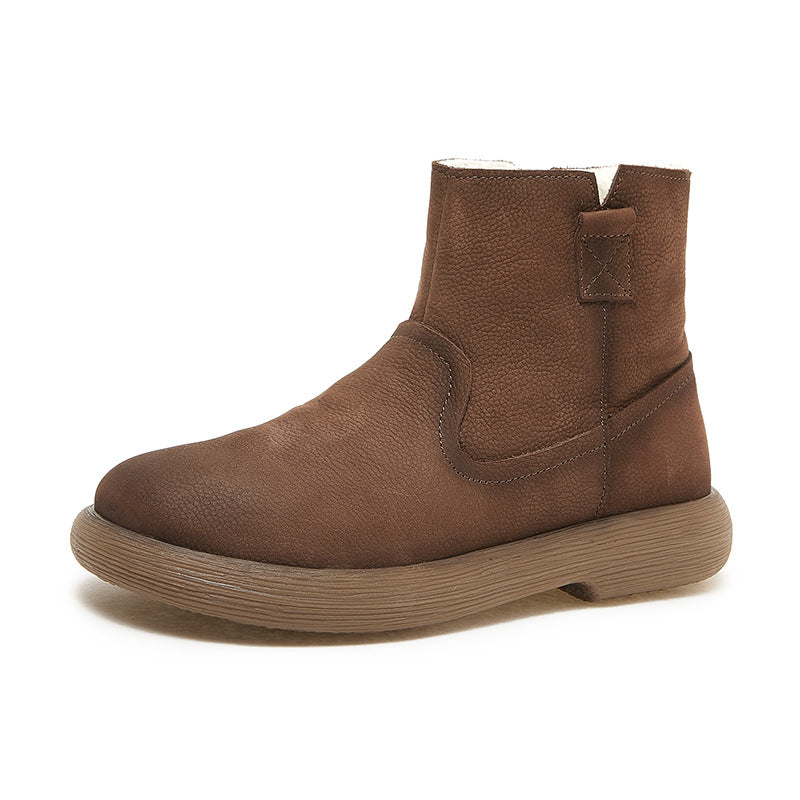 Women's Inner Zipper Ankle Platform Thickened Fleece-lined Snow Boots